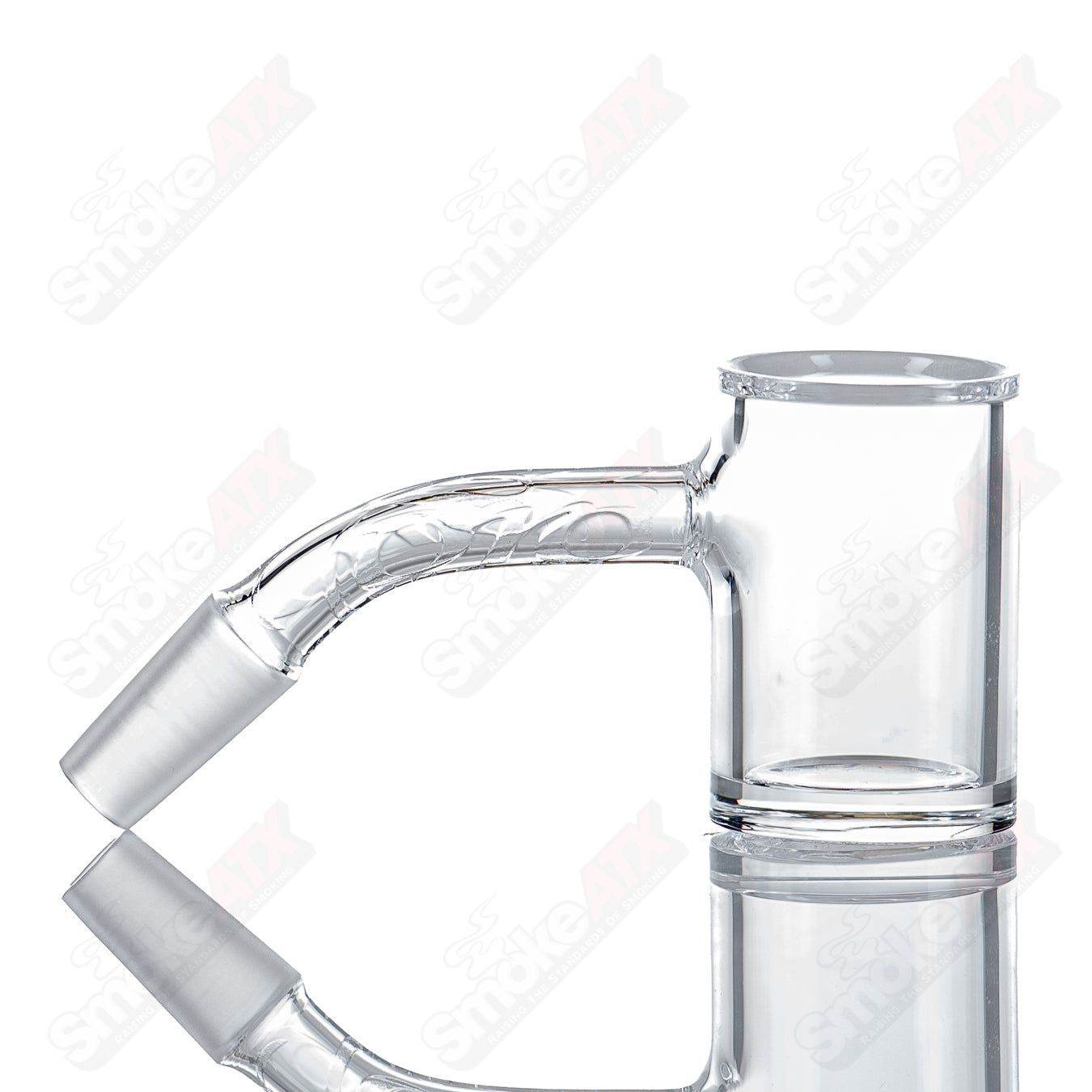 25mm flame polished 10/45 quartz grail by Toro Glass, clear glass with smooth flame-polished edges and a classic grail shape.