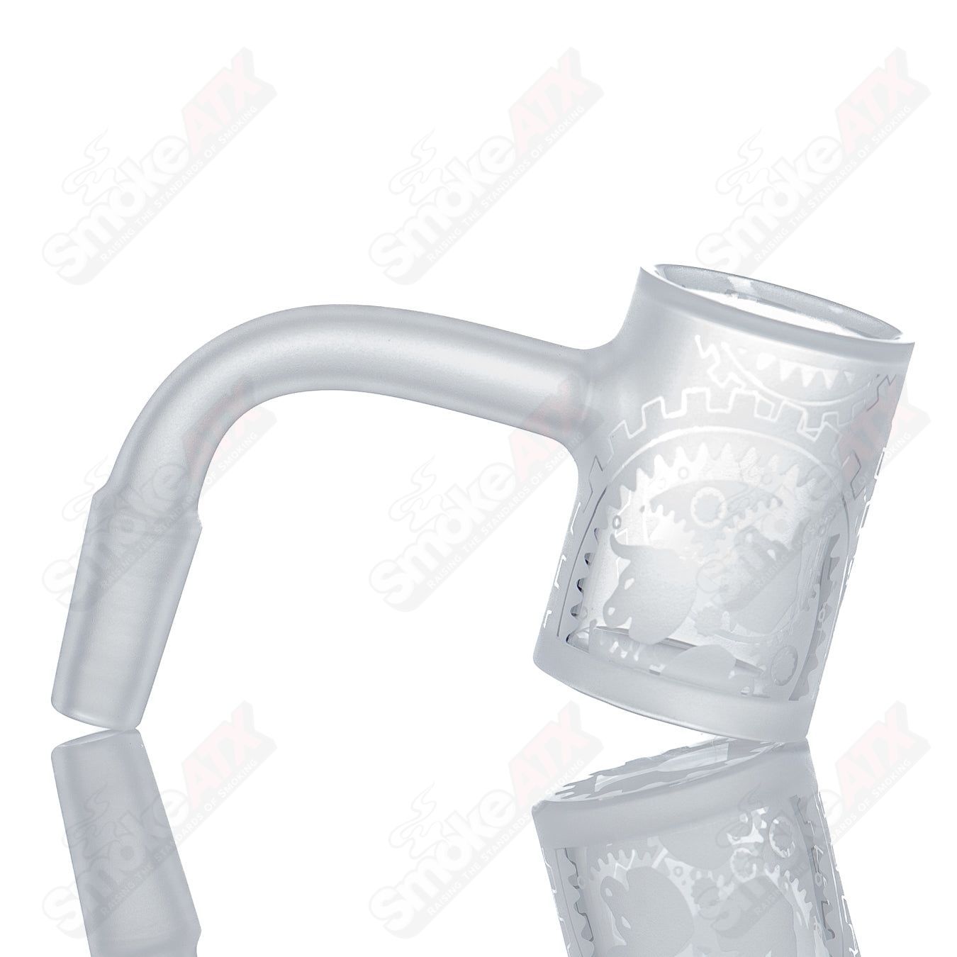 25mm fully blasted 10/90 quartz Grail by Toro Glass, featuring a smooth glass bowl with textured blasting details.