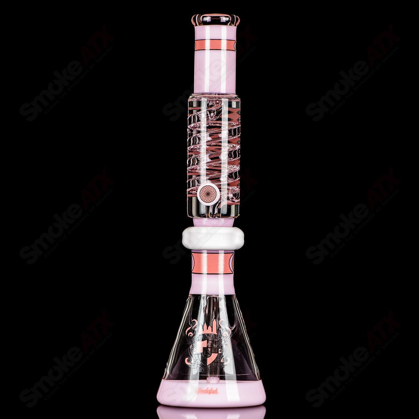 2pc Set 15" Milky Pink Full Color Signature Coil Condenser + Base Illadelph - Smoke ATX
