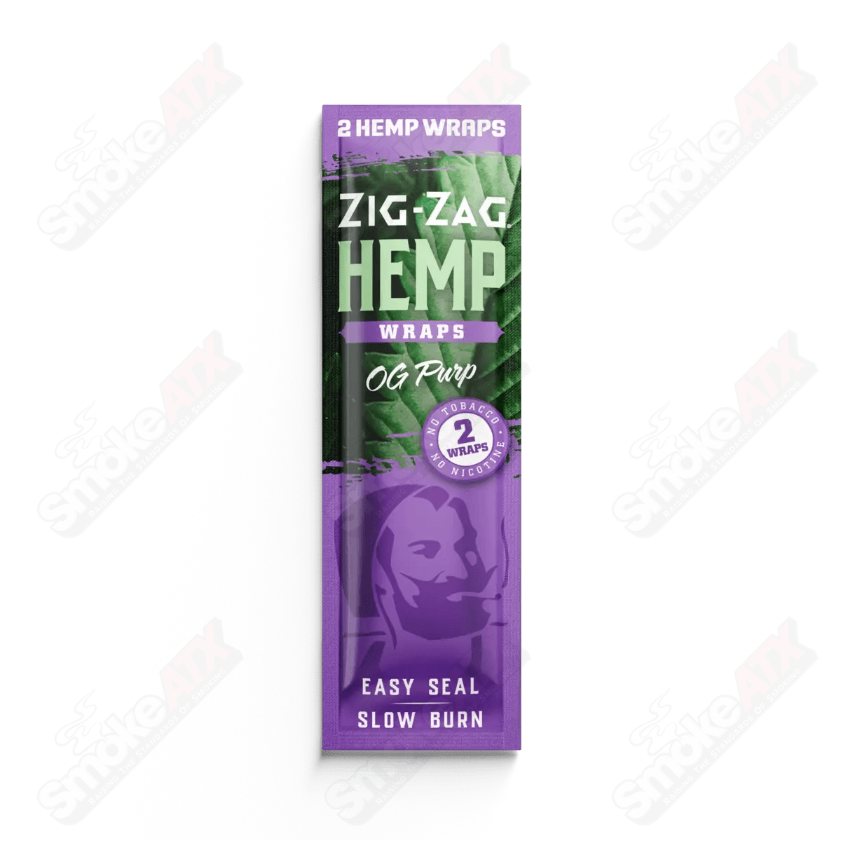 Two packs of Zig Zag OG Purp hemp wraps for rolling, featuring vibrant purple packaging and natural hemp material.