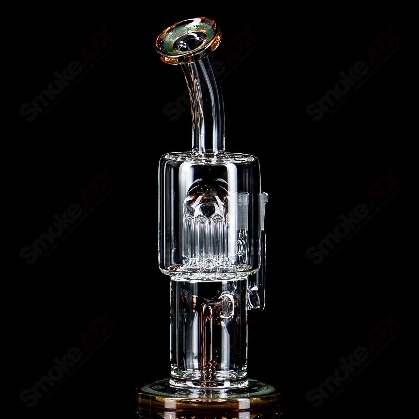 Toro Glass 10mm Double Macro concentrate rig with colorful caps, featuring intricate glass design and sturdy build for concentrates.
