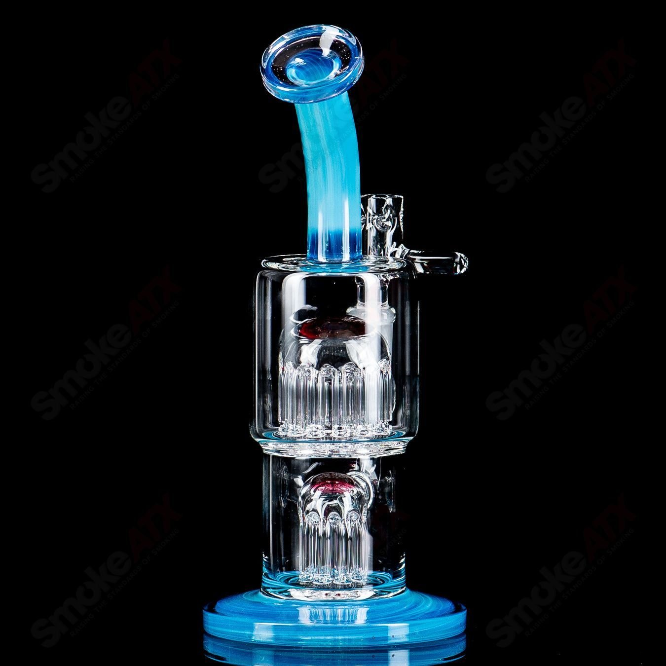 Toro Glass 14mm 8/13 Double Macro XL bubbler with full color accents, featuring intricate glass design and vibrant color details.