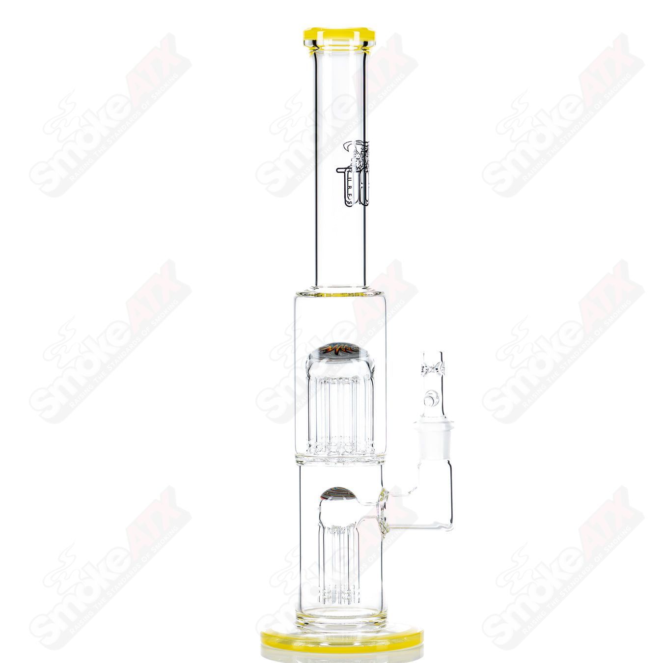 Toro glass straight tube with 18mm 7/13 arm perc and reversal caps for smooth, filtered smoking experience.