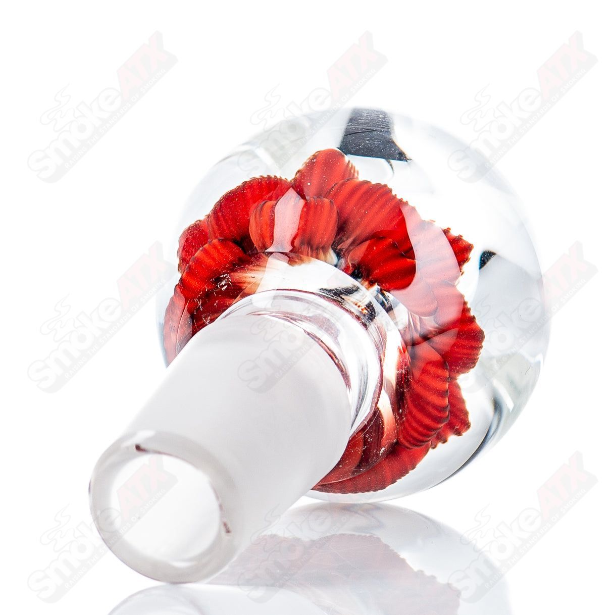 Swan Glass 18mm Flower Marble Bowl, Heady Glass bowl with vibrant flower marble design and clear glass construction.