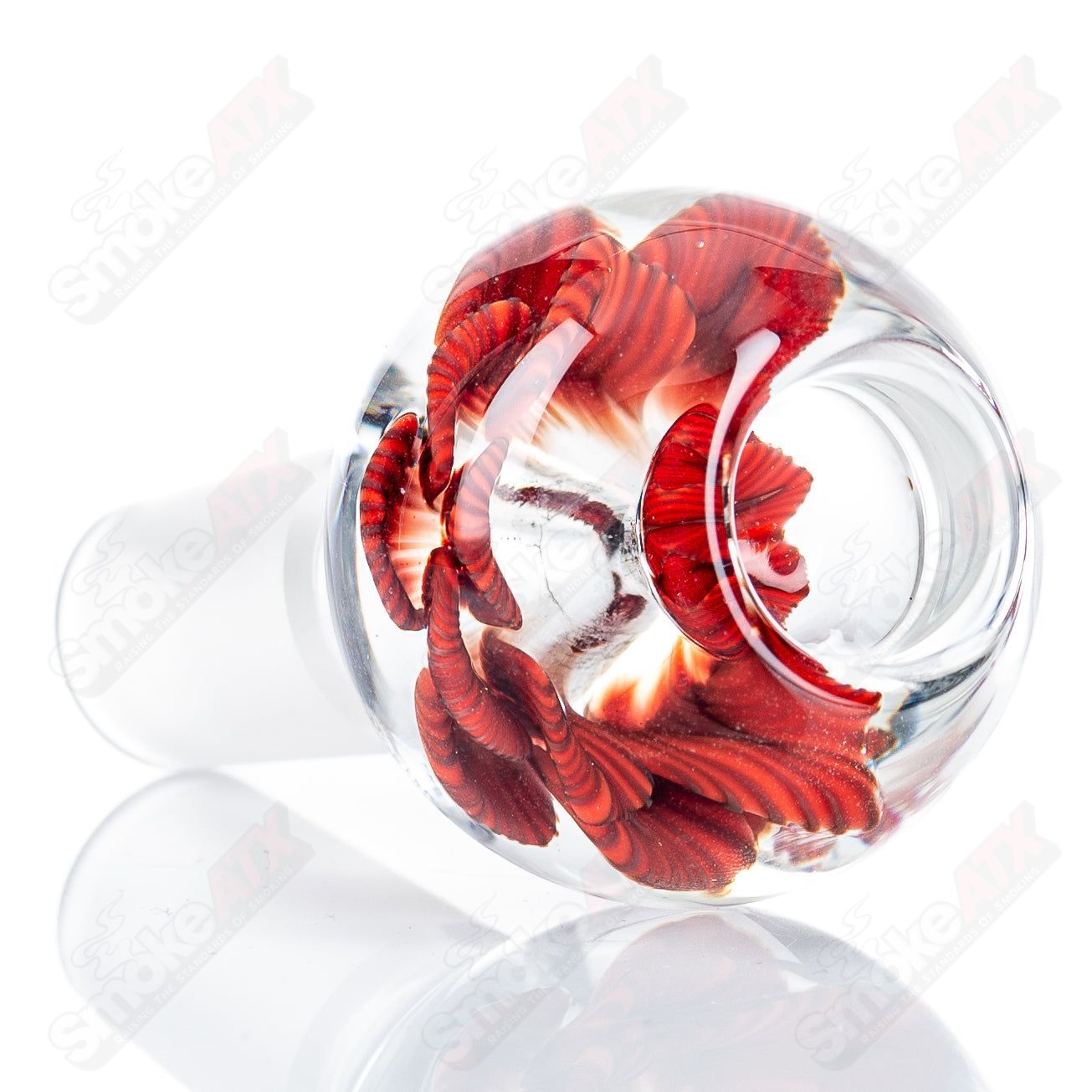 Swan Glass 18mm Flower Marble Bowl, a colorful heady glass bowl with floral marble design, perfect for smoking accessories.