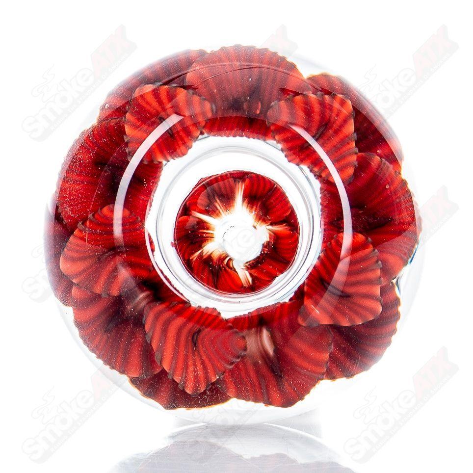 Swan Glass Flower Marble Bowl for heady glass, 18mm joint, featuring colorful flower and marble design, clear glass construction.