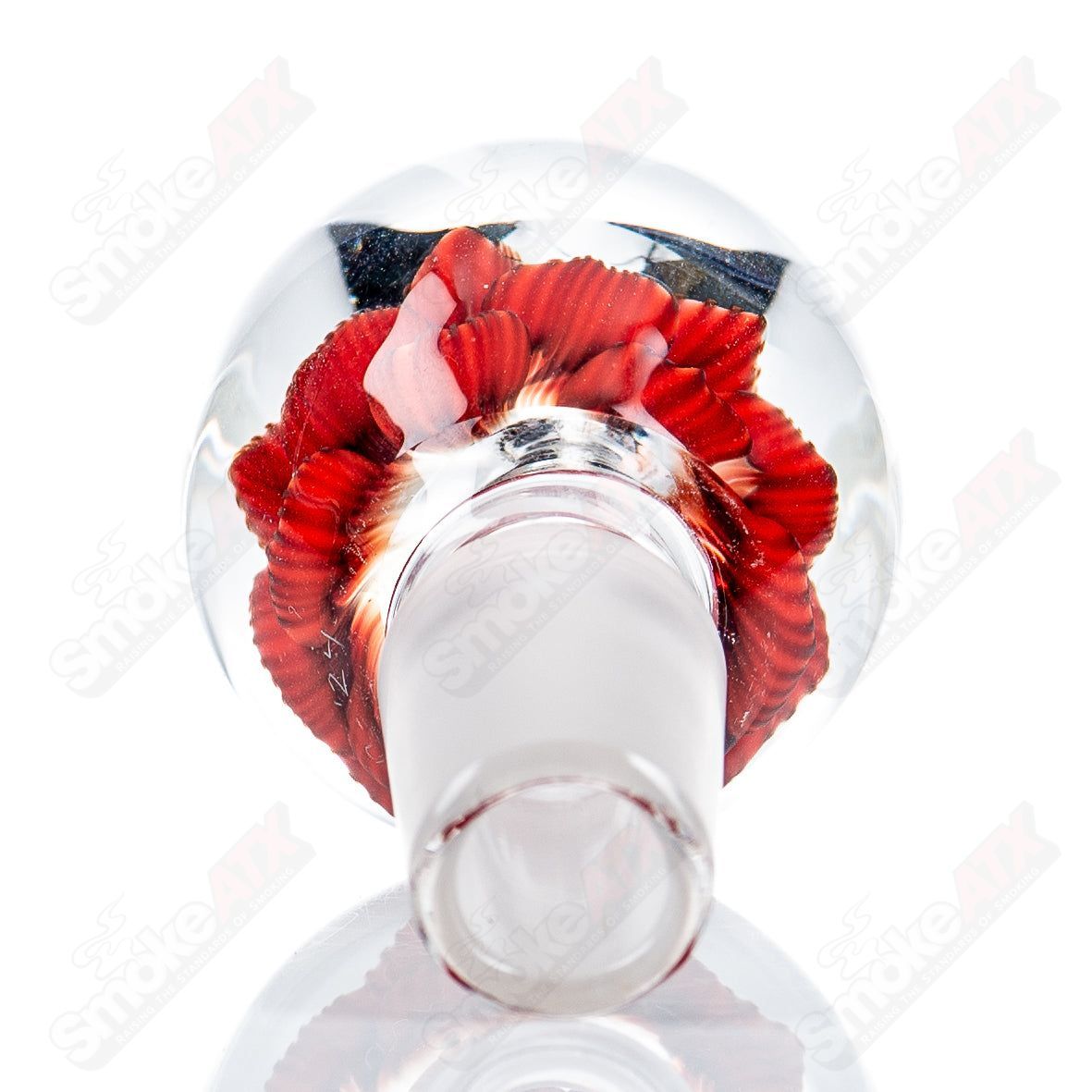 Swan Glass Flower Marble Bowl for Heady Glass, 18mm joint, featuring colorful flower marble design and transparent glass base.