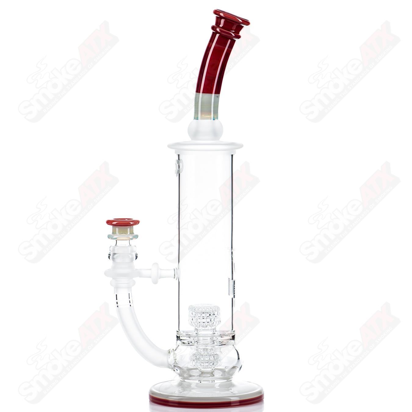 Glass waterpipe from Mobius, model #3 65T V5 Hybrid Series Stereo Matrix, featuring a sleek design and clear glass construction.