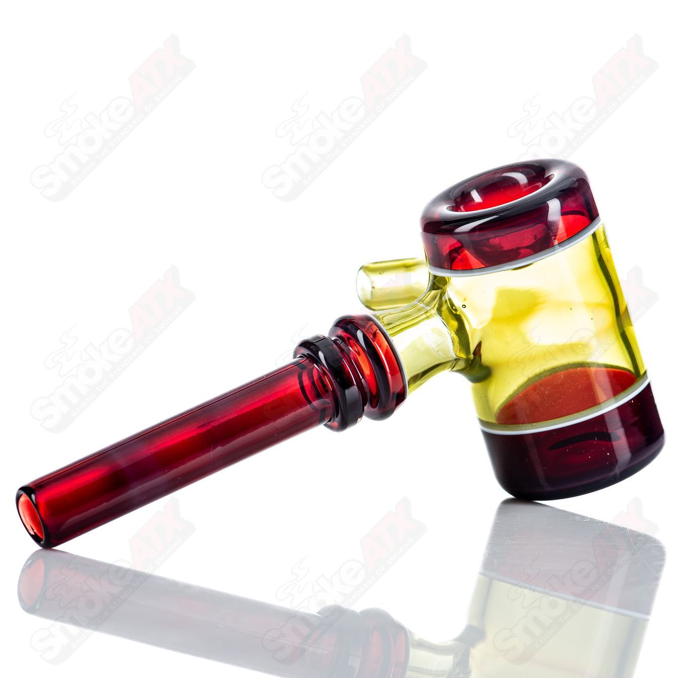 Kirkland Glassworks 3-Color Poker heady glass hand pipe with vibrant multi-color design and intricate glass detailing.