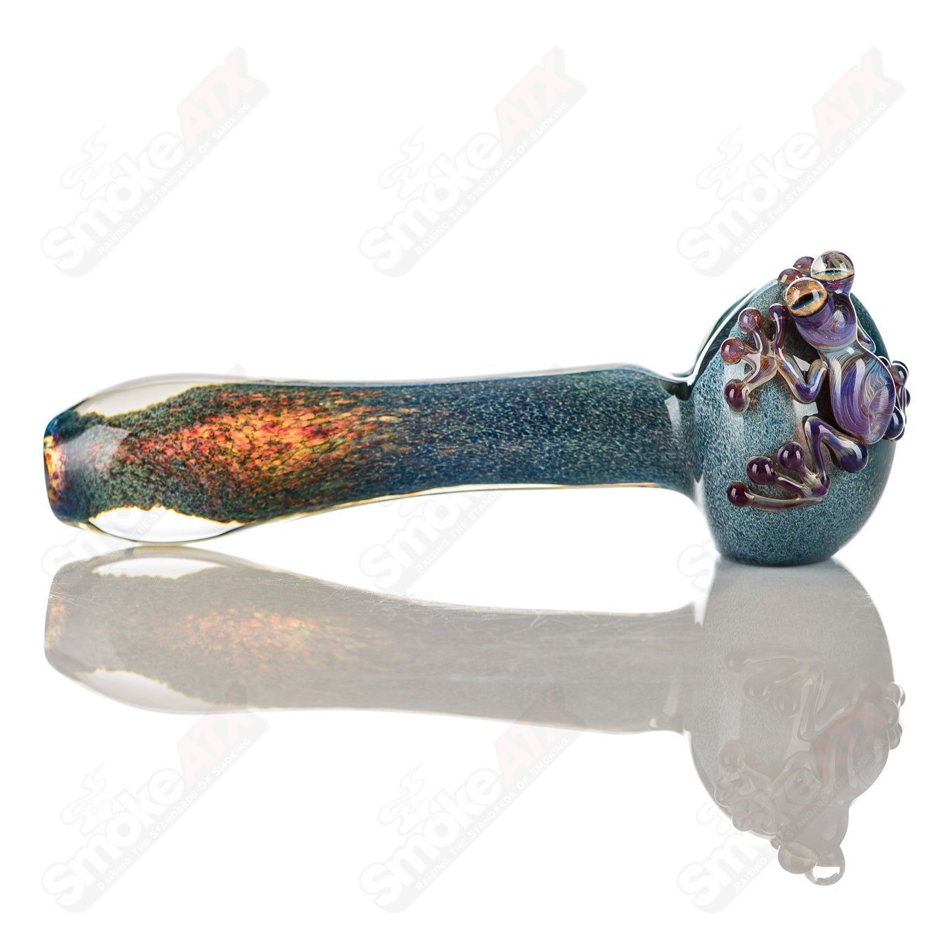 Beezy Glass Frog Spoon Pipe made of clear glass with a detailed frog design, perfect for smooth smoking sessions.