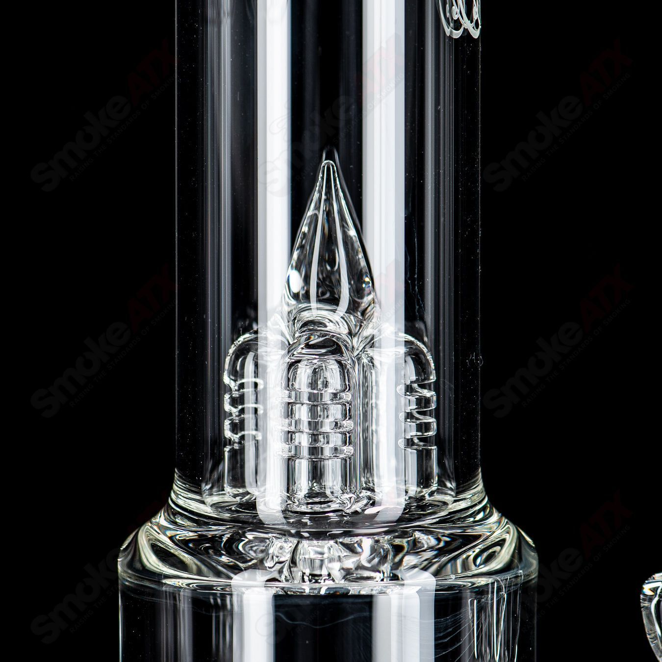 Sovereignty Glass 3-Line to Grid Cap 180 rear-facing with splash guard, designed for heady glass setups.