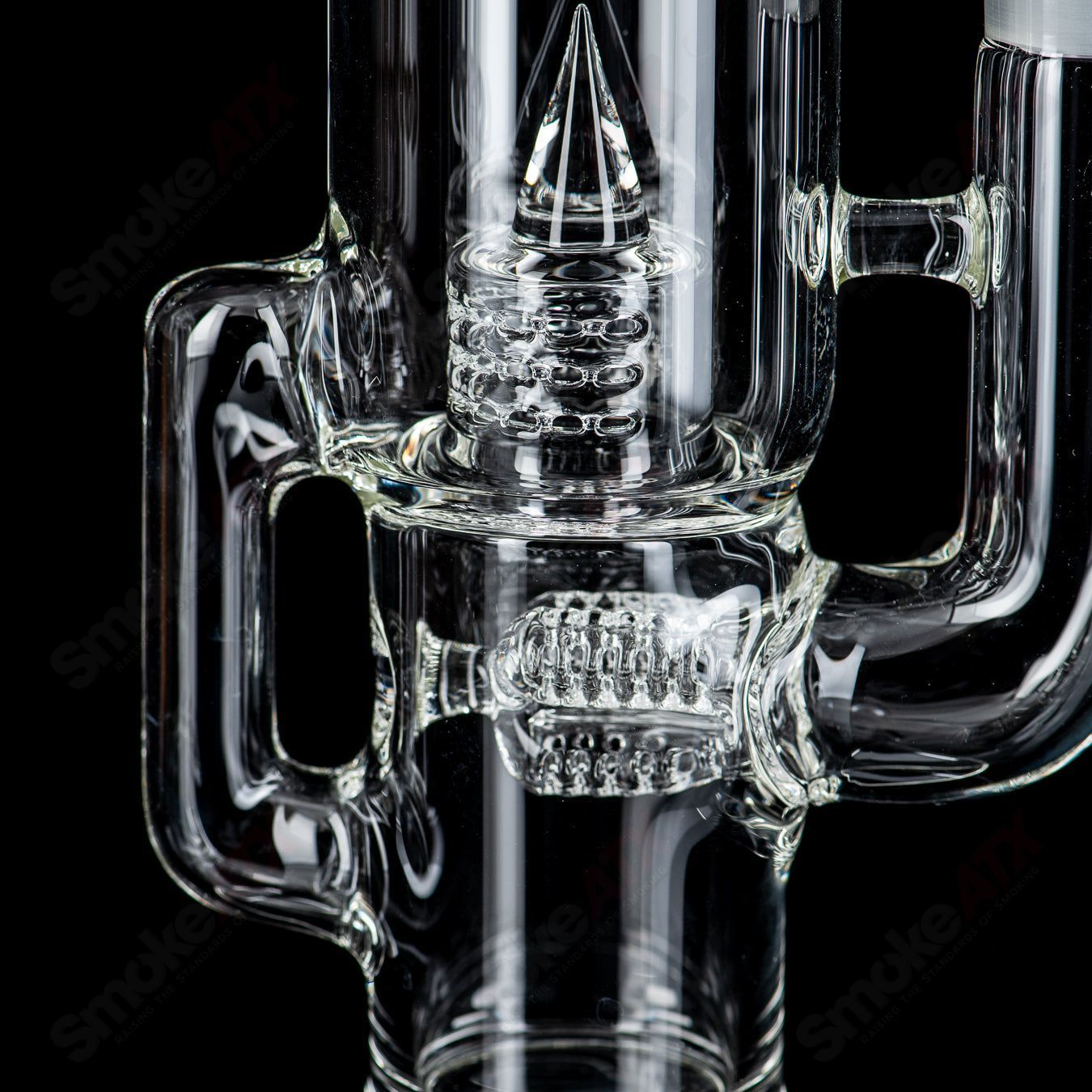 Sovereignty Glass 3-Line to Grid Cap 180 rear-facing with splash guard, designed for heady glass smoking accessories.