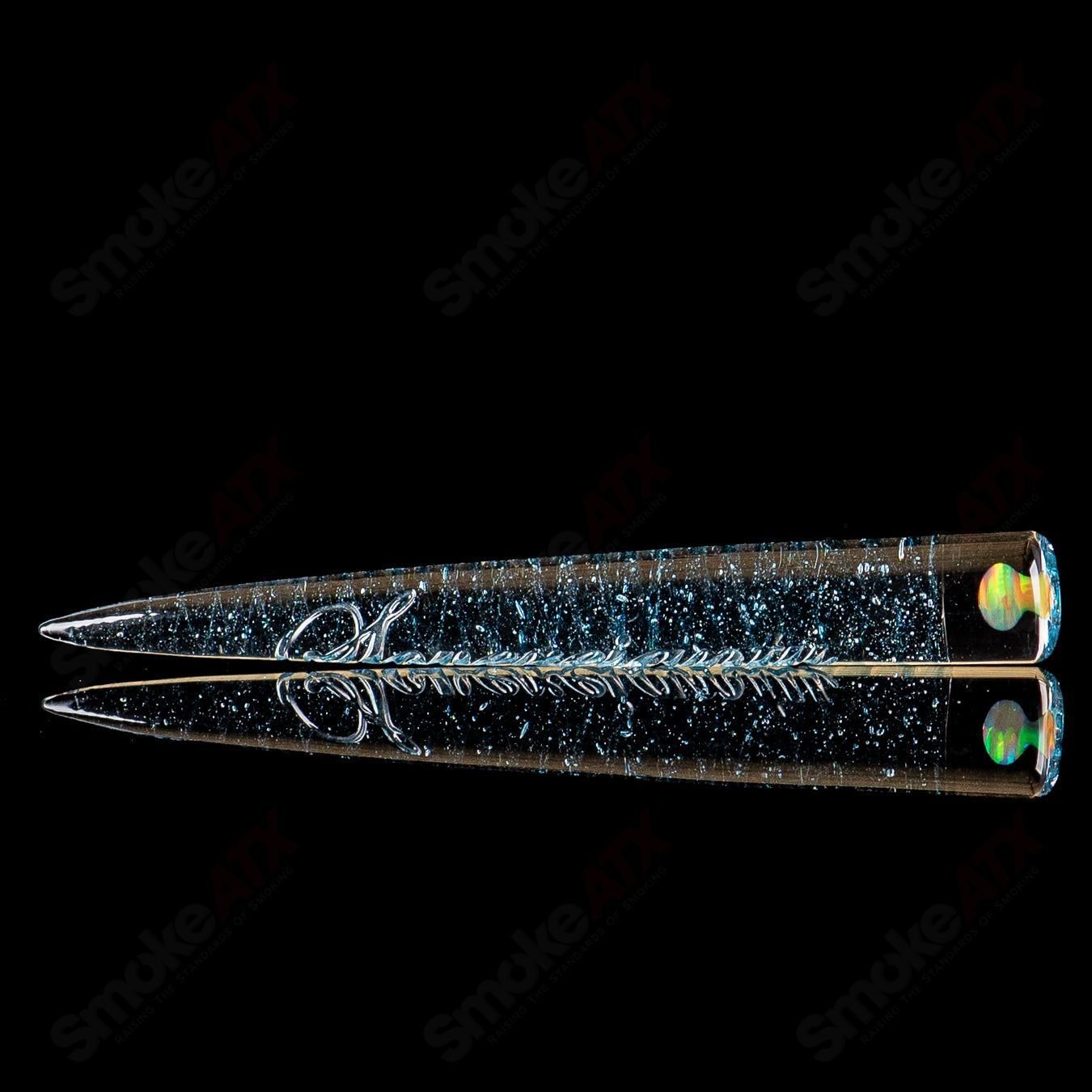Sovereignty Glass Heady Glass spiral poker tool with blue opal accents and intricate spiral design for glasswork accessories.