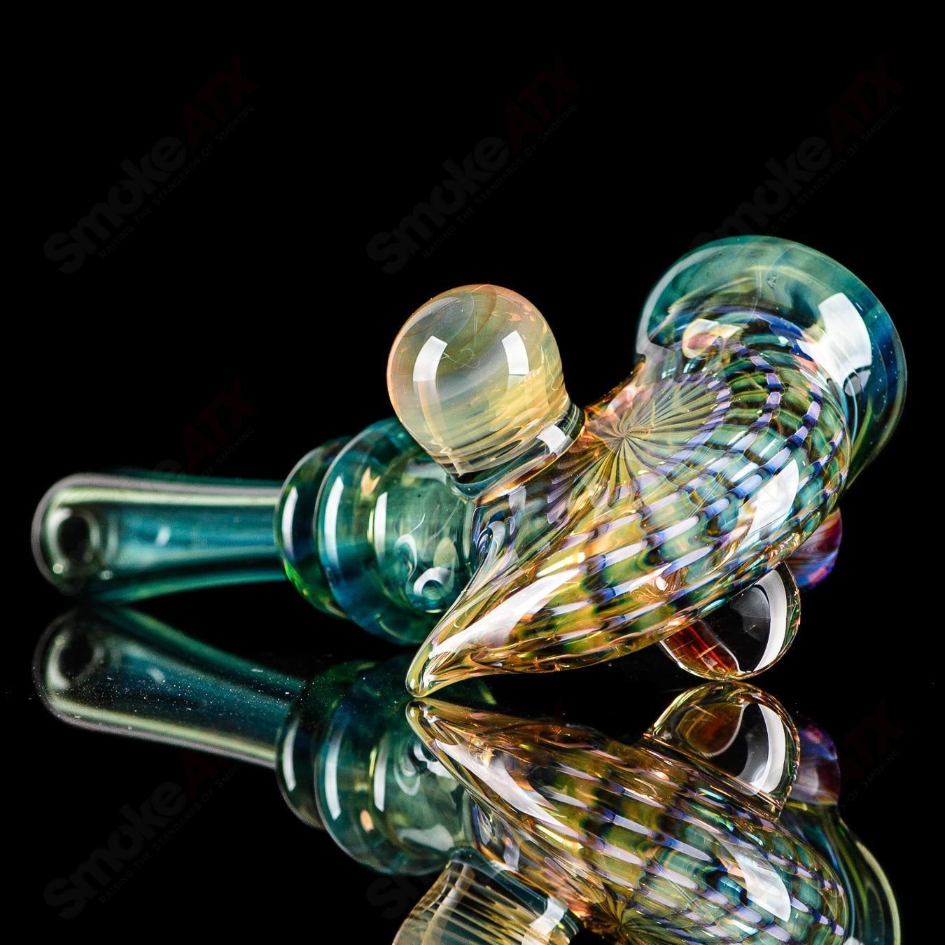 Dosh Glass Phantom Spoon Basic hand pipe with clear glass and unique funnel-shaped bowl for smoking or herbal use.