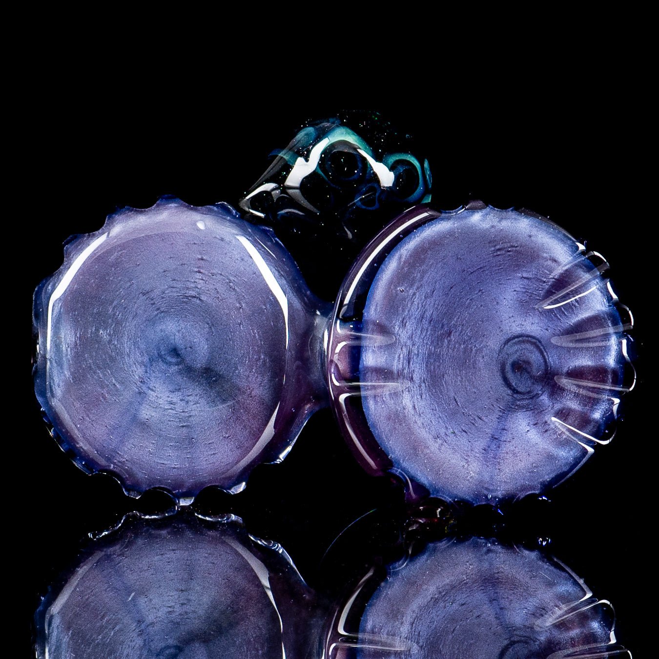 Hand pipe by Rotational Science, the #3 Pocket Heady Dottacello glass pipe with intricate design and three pockets for a unique look.