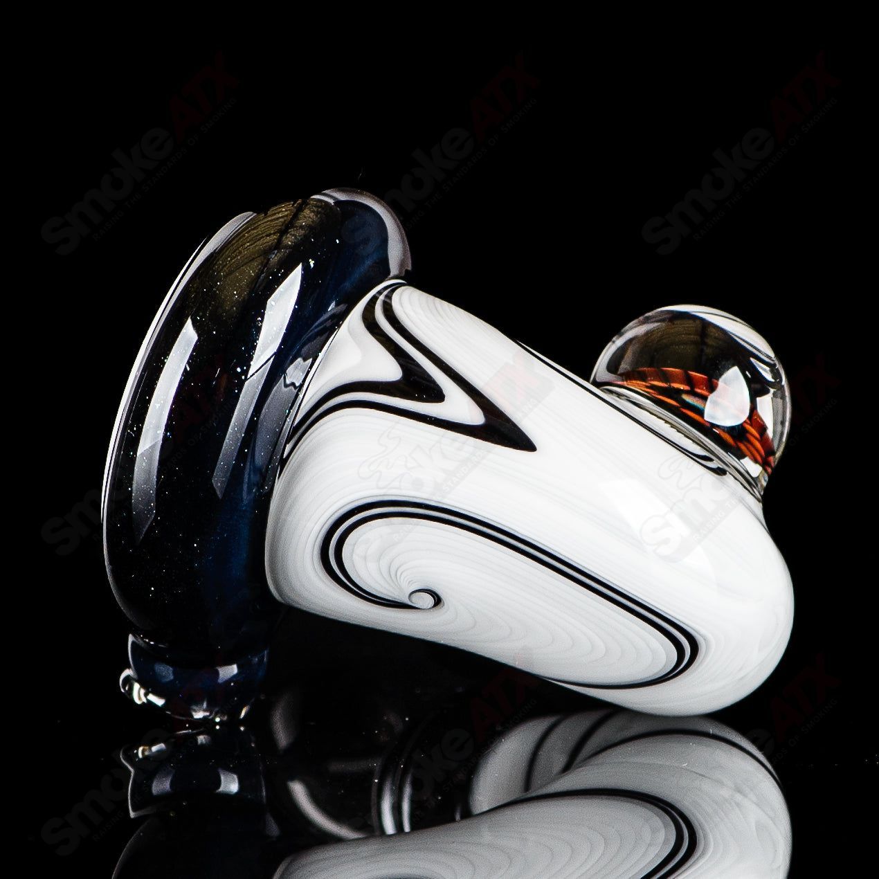 Small Wig Wag Sherlock heady glass pipe with Milli accent by JMass, featuring colorful glass design and intricate craftsmanship.