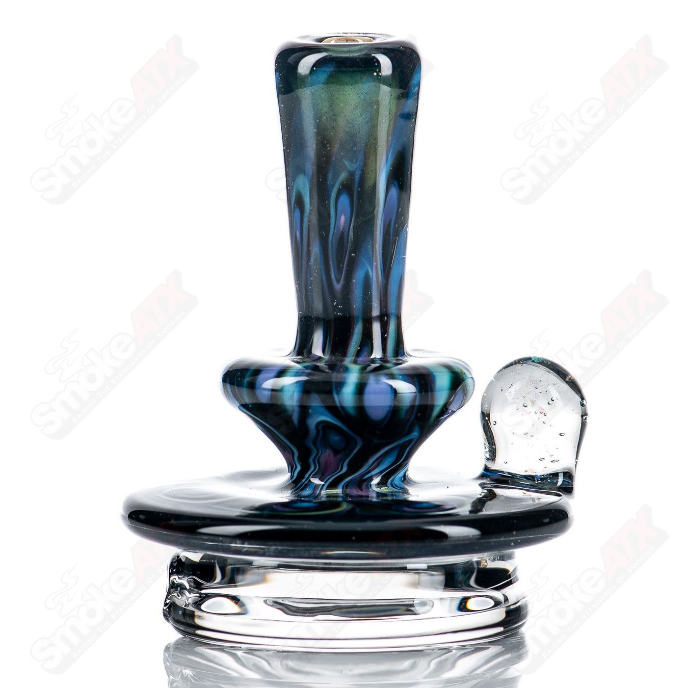 Colorful UV full pattern Puffco dry top by Geoff Made Glass, designed for Puffco devices, with intricate heady glass details.