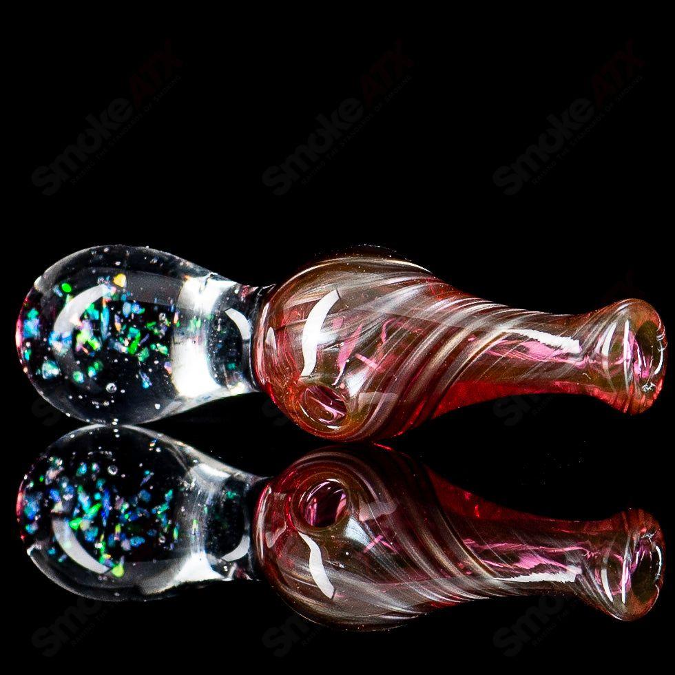 Colorful UV Puffco Joystick heady glass Puffco top by Geoff Made Glass, featuring vibrant design details and intricate craftsmanship.