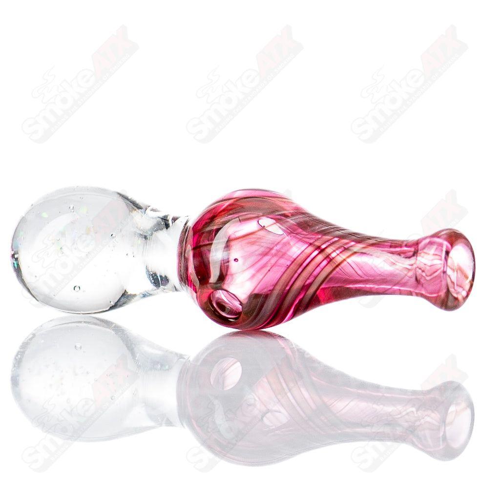 Heady glass Puffco top, UV Puffco Joystick Indo x Geoff Made, featuring colorful intricate designs on a glass accessory.