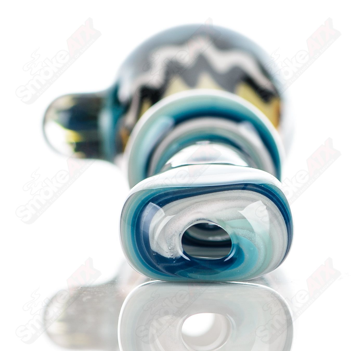 Katy Wright Glass Wig Wag Chillum, colorful heady glass chillum pipe with vibrant wig wag design.