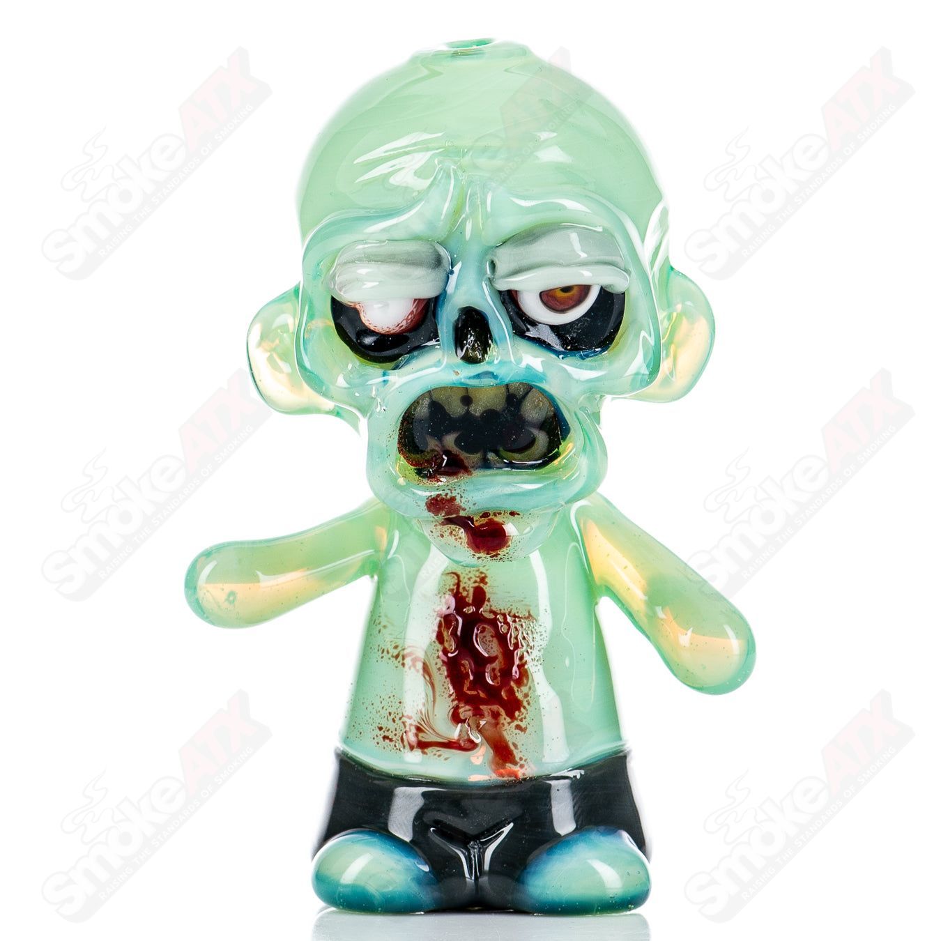 Ghost #3 Zombie Hand Pipe, a detailed heady glass hand pipe featuring a zombie hand design for smoking.