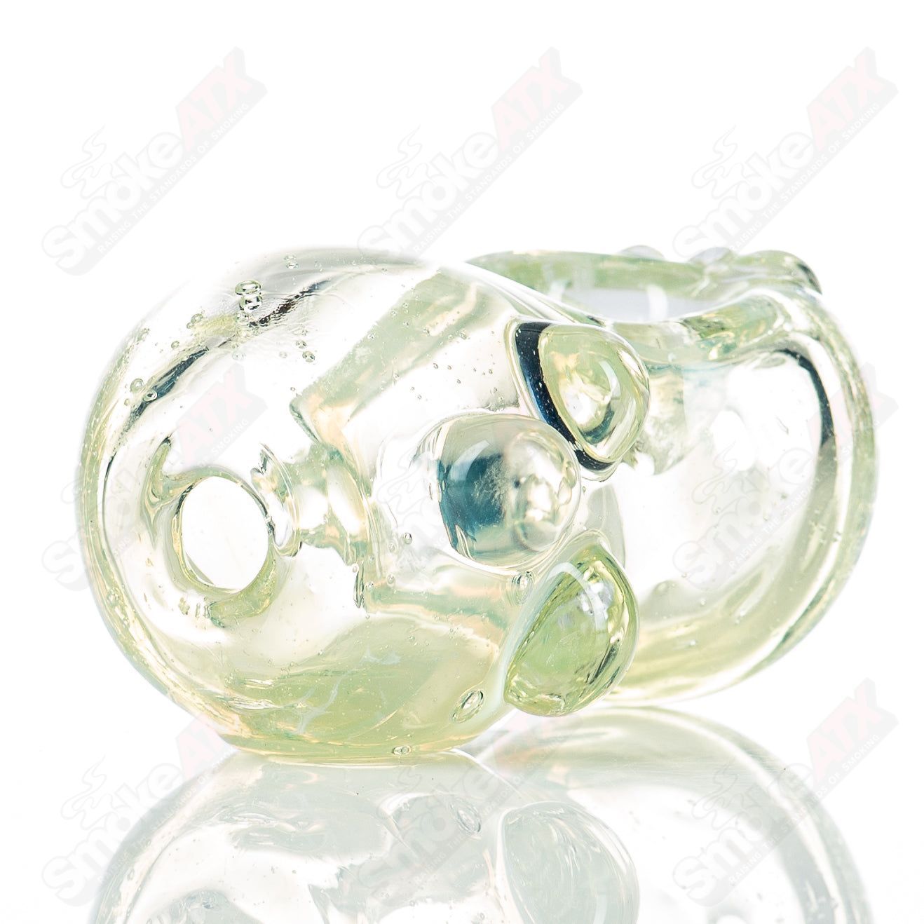 Glass by Nobody 31 Bean Spoon Glass pipe showing a clear glass design with a bean-shaped bowl and smooth, rounded shape.