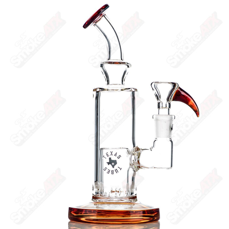 8in 14mm Bubble-Bucket Perc Rig w/ Flower Bowl (Amber-Purple) Texas Tubes - Smoke ATX