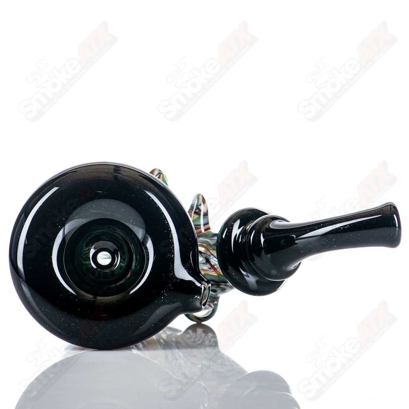 JMass Sherlocks glass pipe with 3D Fire & Ice Reversal by Shawna Benson, featuring colorful glass art and intricate design details.
