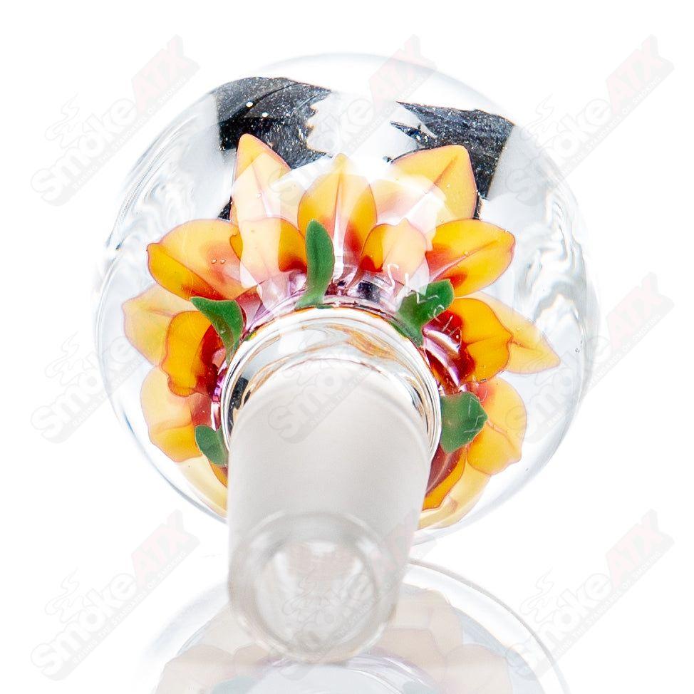 Swan Glass 14mm Flower Marble Bowl, Heady Glass bowl with colorful flower marble design, for smoking accessories.