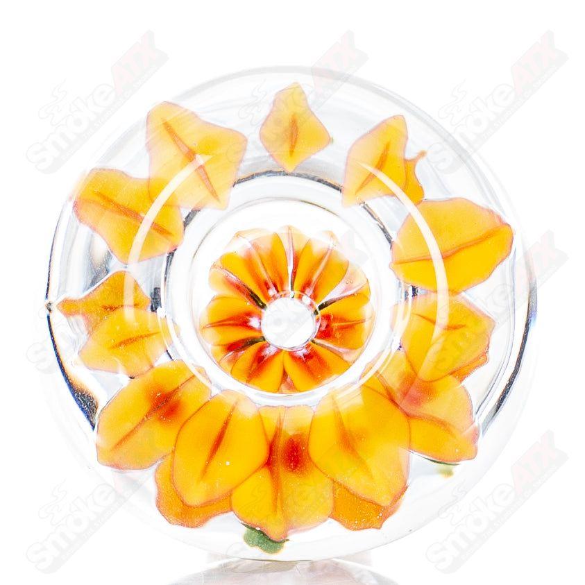 Swan Glass Flower Marble Bowl in 14mm heady glass, featuring colorful flower and marble designs for smoking accessories.