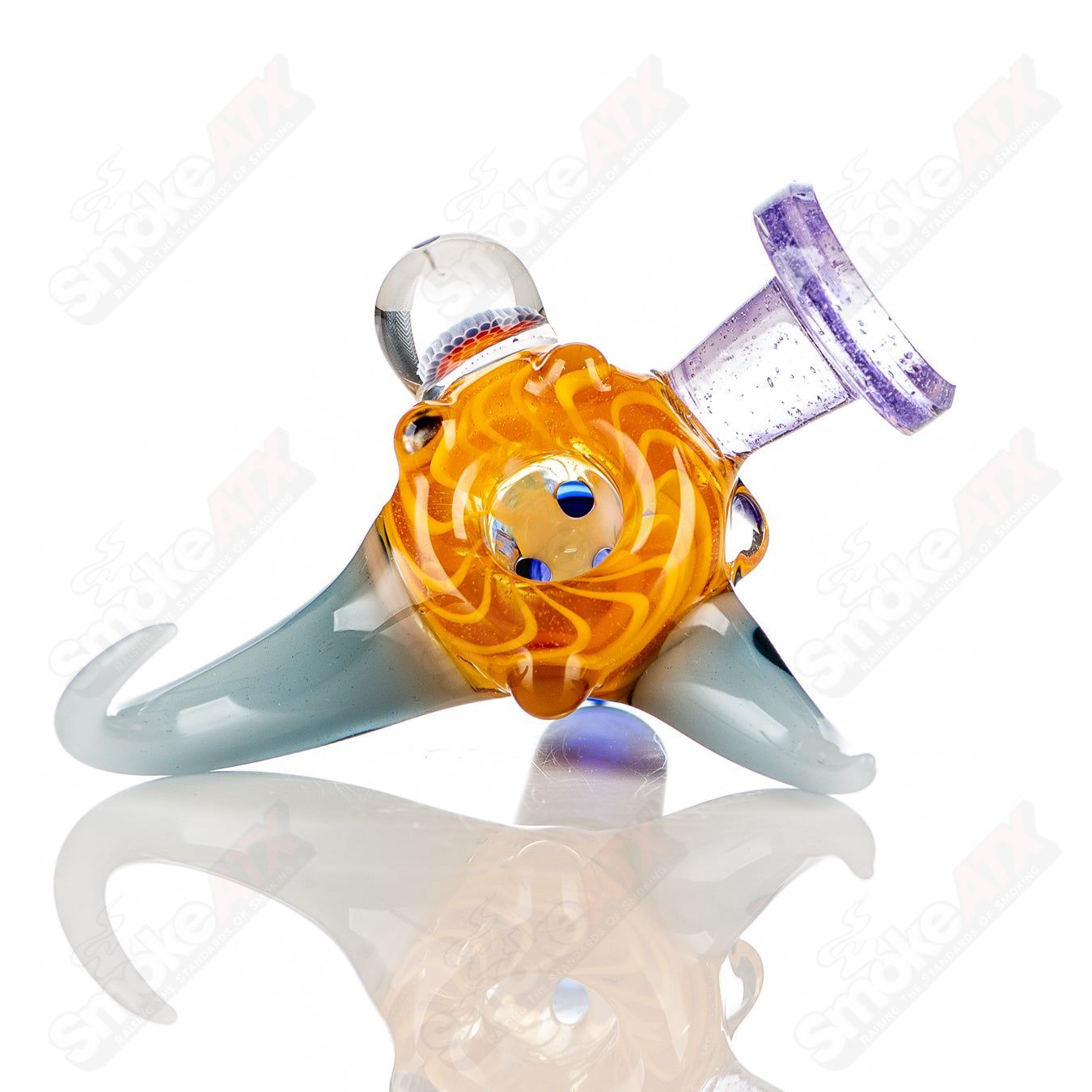 Colorful JMass 14mm Horn Milli Bowl for heady glass smoking pipes, featuring vibrant full-color horn design.