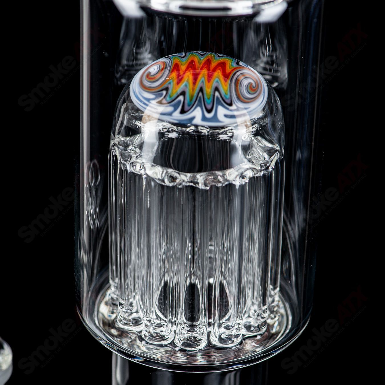 4 18mm 7/13 Arm Perc w Worked Sections Toro Glass - Smoke ATX
