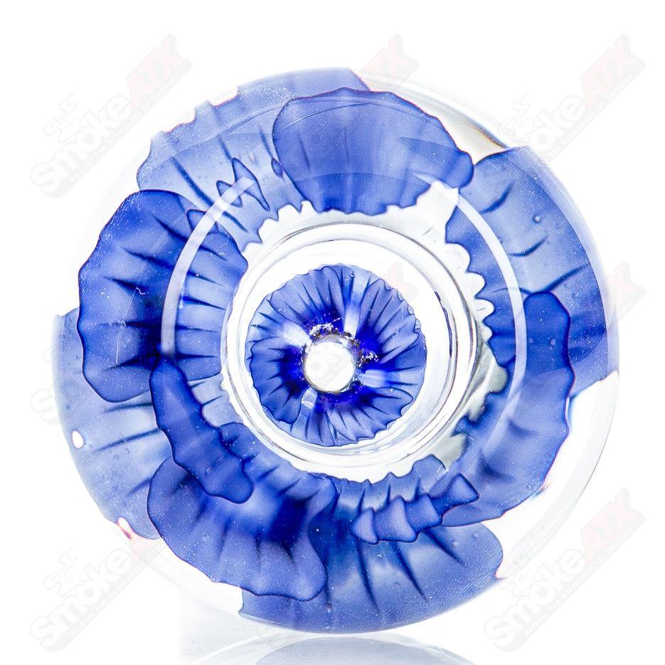 Swan Glass Flower Marble Bowl for heady glass, 18mm joint, featuring a colorful flower marble design and clear glass construction.
