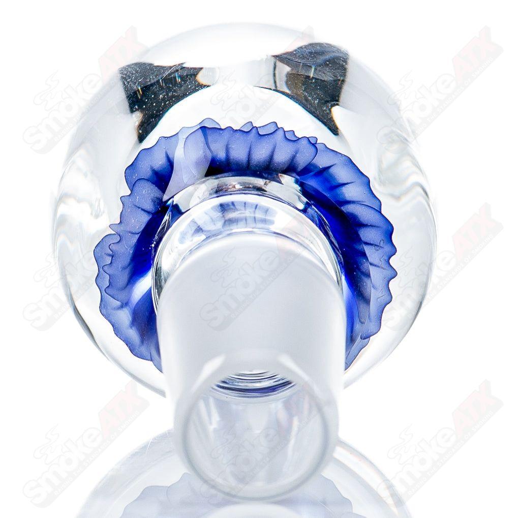 Swan Glass Flower Marble Bowl for heady glass, 18mm joint, featuring a vibrant flower marble design and clear glass construction.