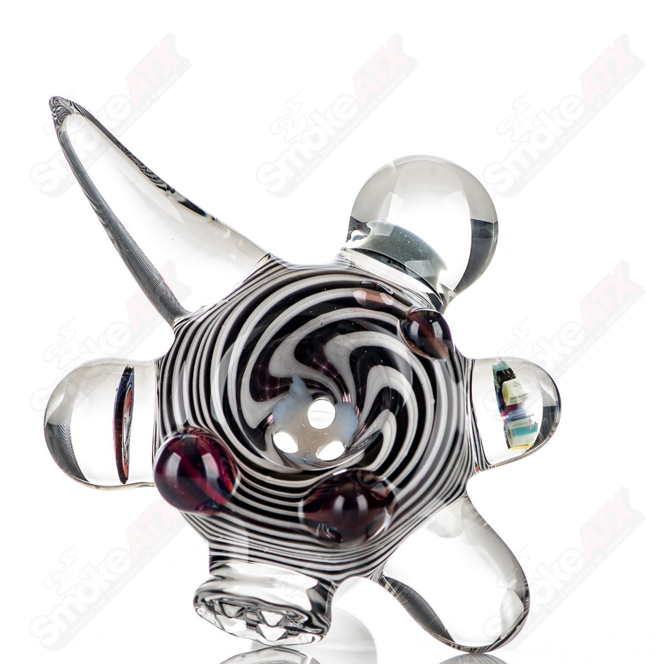 Colorful horn worked Milli bowl by JMass, 19mm heady glass bowl with vibrant full-color design and intricate craftsmanship.