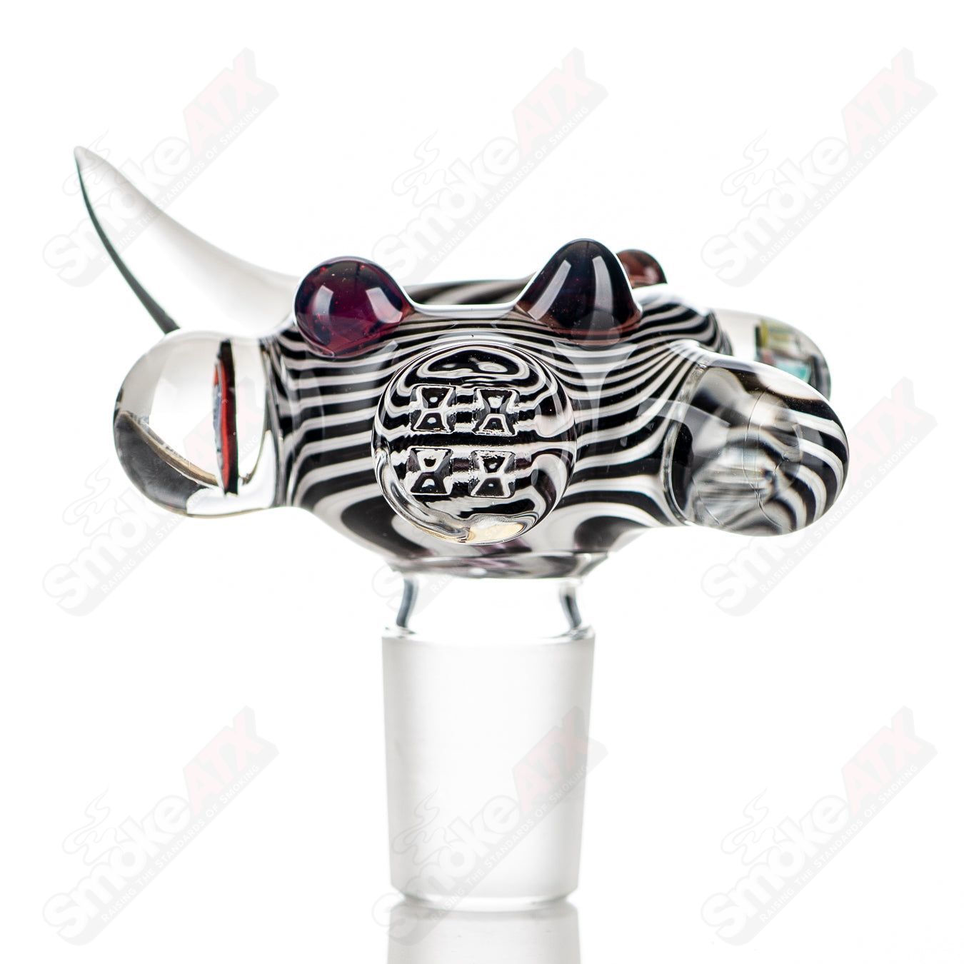 Colorful 19mm worked horn Milli bowl by JMass, heady glass piece featuring vibrant full color design and intricate details.