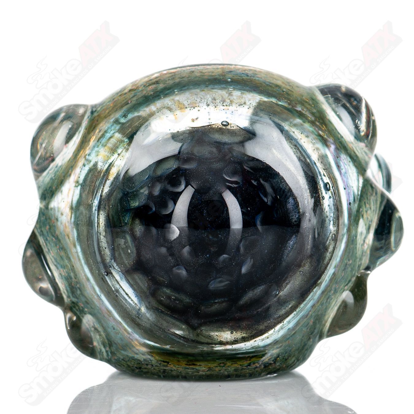 Molten Imagination Dragon Skin hand pipe with honeycomb glass design, featuring intricate dragon scale patterns.