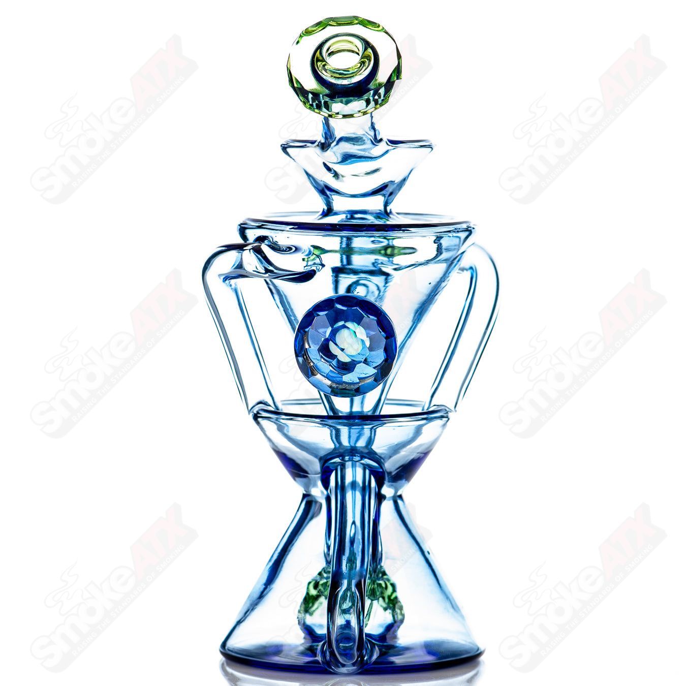 4 Faceted Two & Through Full - Size Recycler w/ Opal by Captn Chronic - Smoke ATX