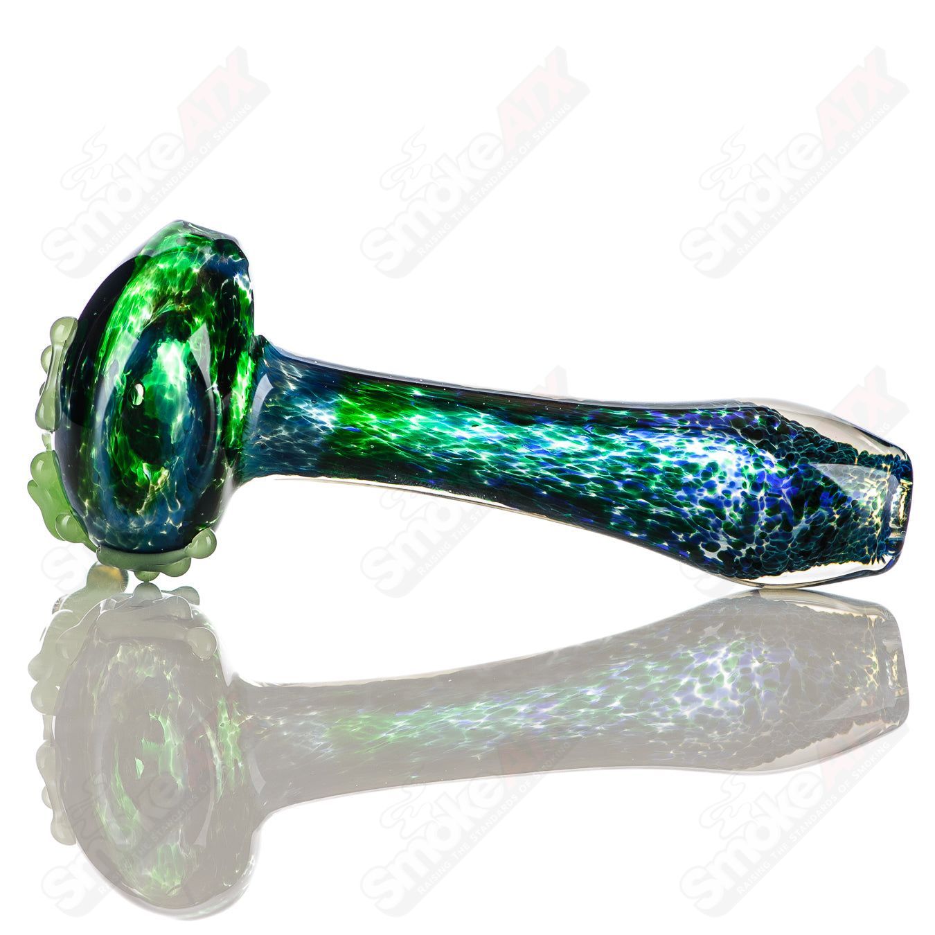 Beezy Glass #4 Frog Spoon glass pipe featuring a colorful frog design and smooth glass construction.