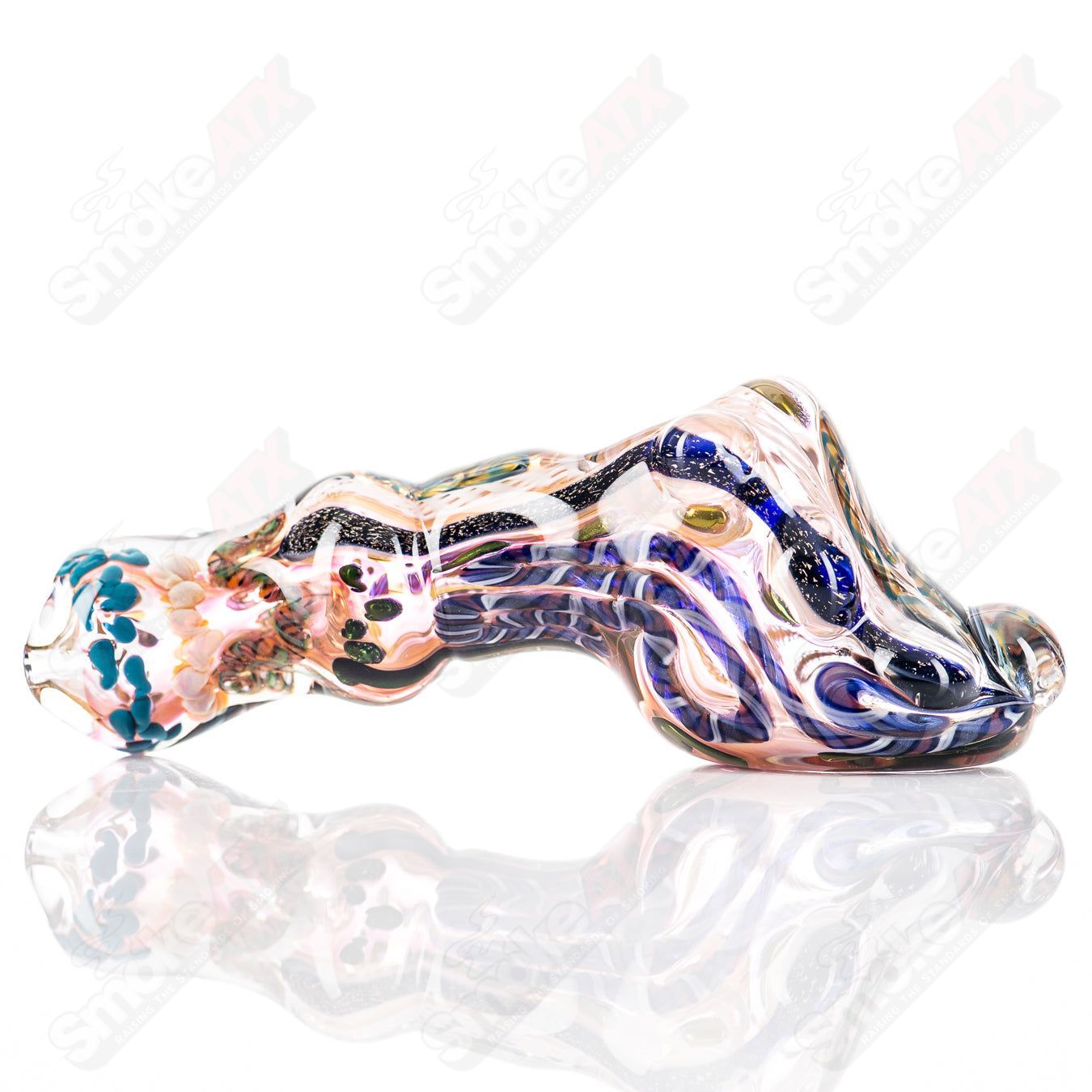 Molten Imagination #4 ISO Montage Chaos Club glass hand pipe with vibrant, abstract design and intricate details.