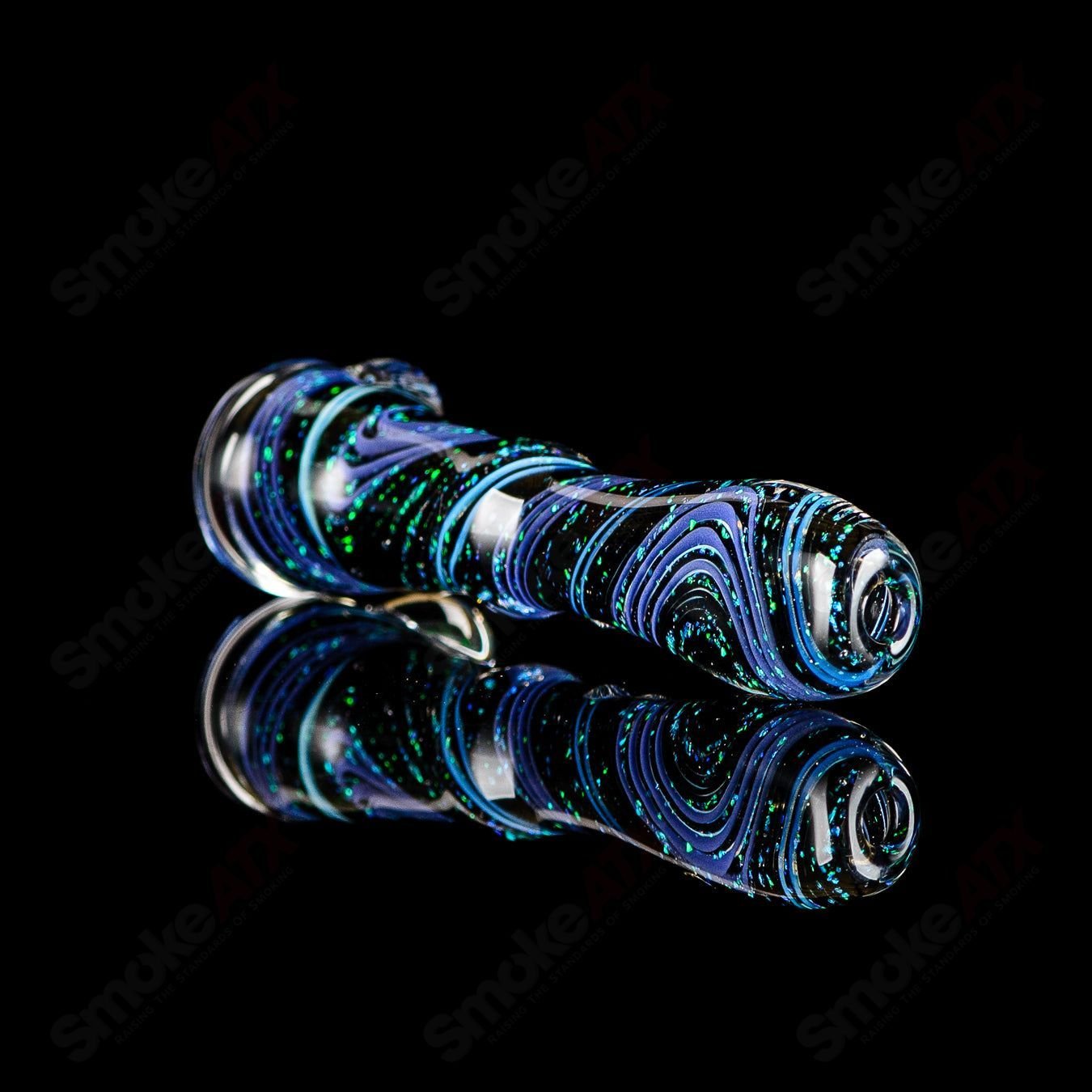 Glass Chillum with opal design by Rotational Science, showcasing the colorful, handcrafted glass hitter for smoking.
