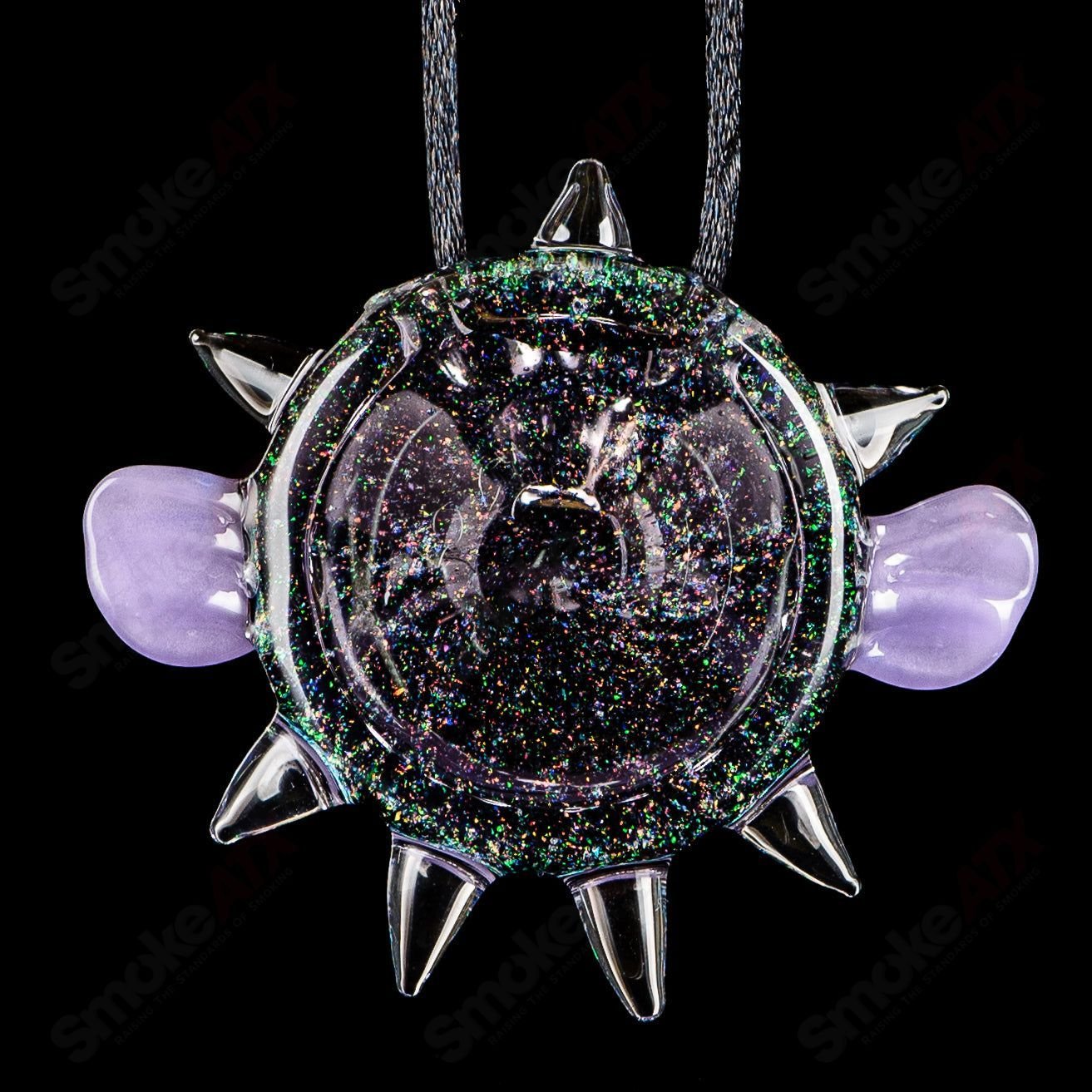 Chadd Lacy Glass #4 Puffer Pendant with colorful glass design, handcrafted heady glass pendant on a sleek chain.