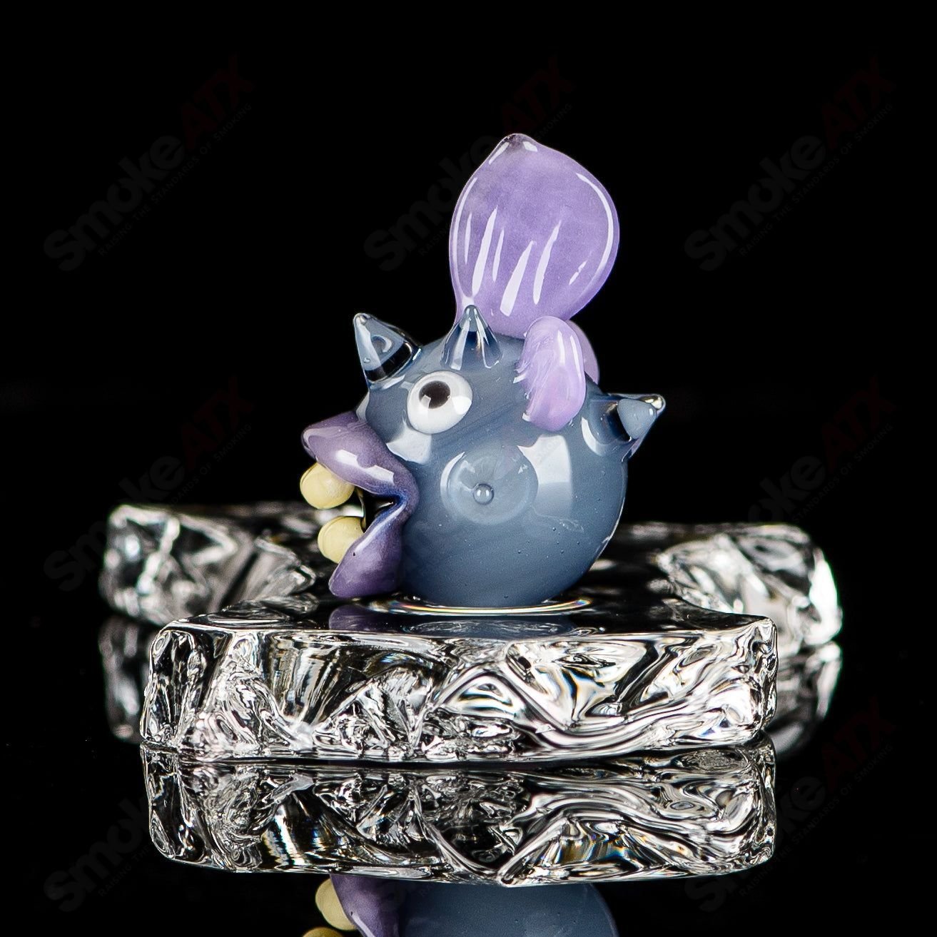 Chadd Lacy Glass Heady Pendant featuring a colorful marble and four-puffer slurper design.