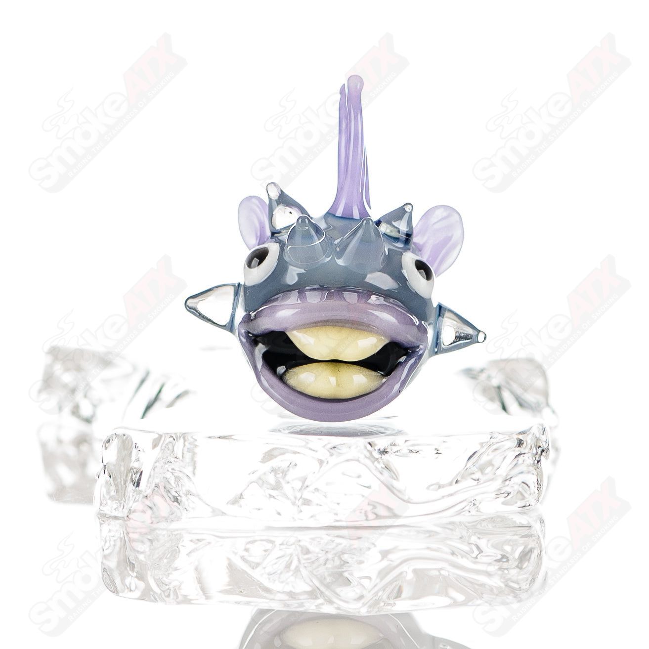 Chadd Lacy Glass Heady Glass Pendant featuring a colorful marble and four-puffer slurper design.