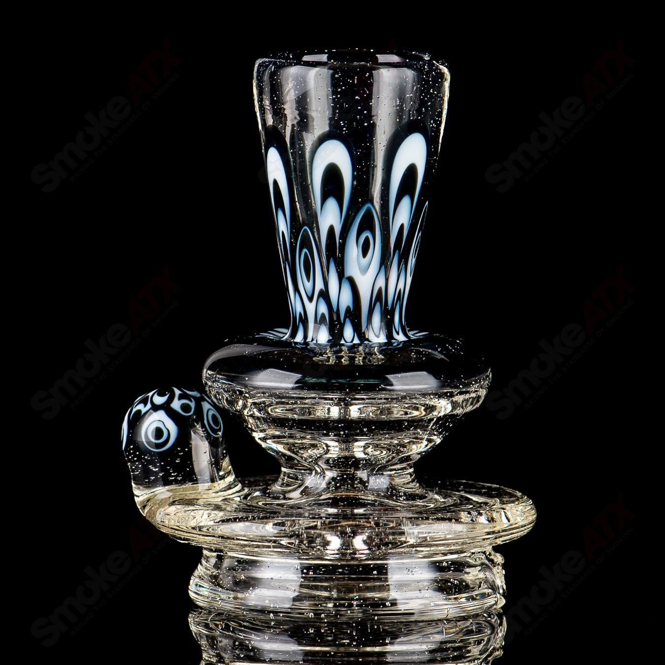 Heady glass Puffco top with UV dot stack design by Geoff Made Glass, designed for Indo X Dry Puffco vaporizer.