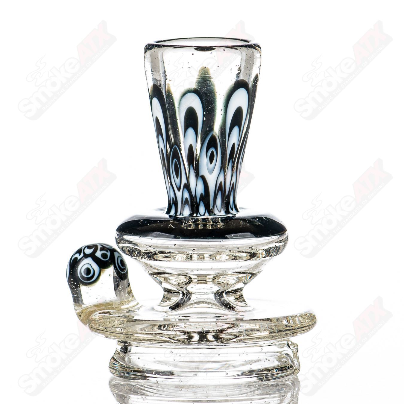 Heady glass Puffco top with UV dot stack design, made by Geoff Made Glass, for Indo X Puffco devices.