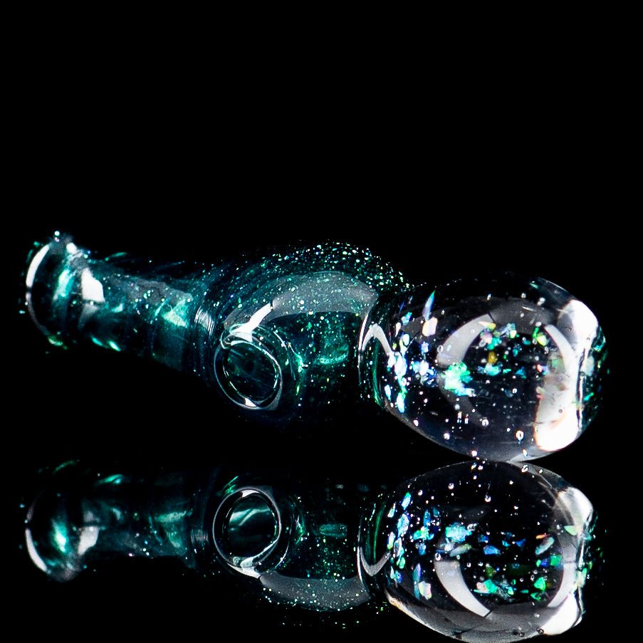 Colorful UV Puffco Joystick heady glass top by Geoff Made, featuring intricate Indo design and vibrant UV-reactive details.