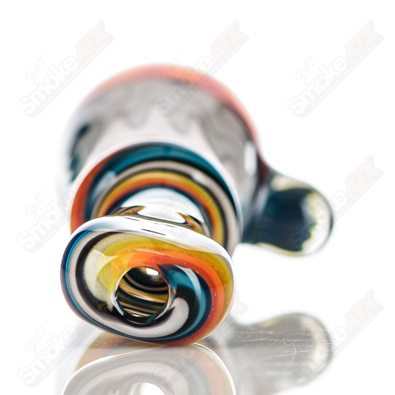 Katy Wright Glass Wig Wag Chillum, colorful heady glass pipe with intricate wig wag design for smoking or display.