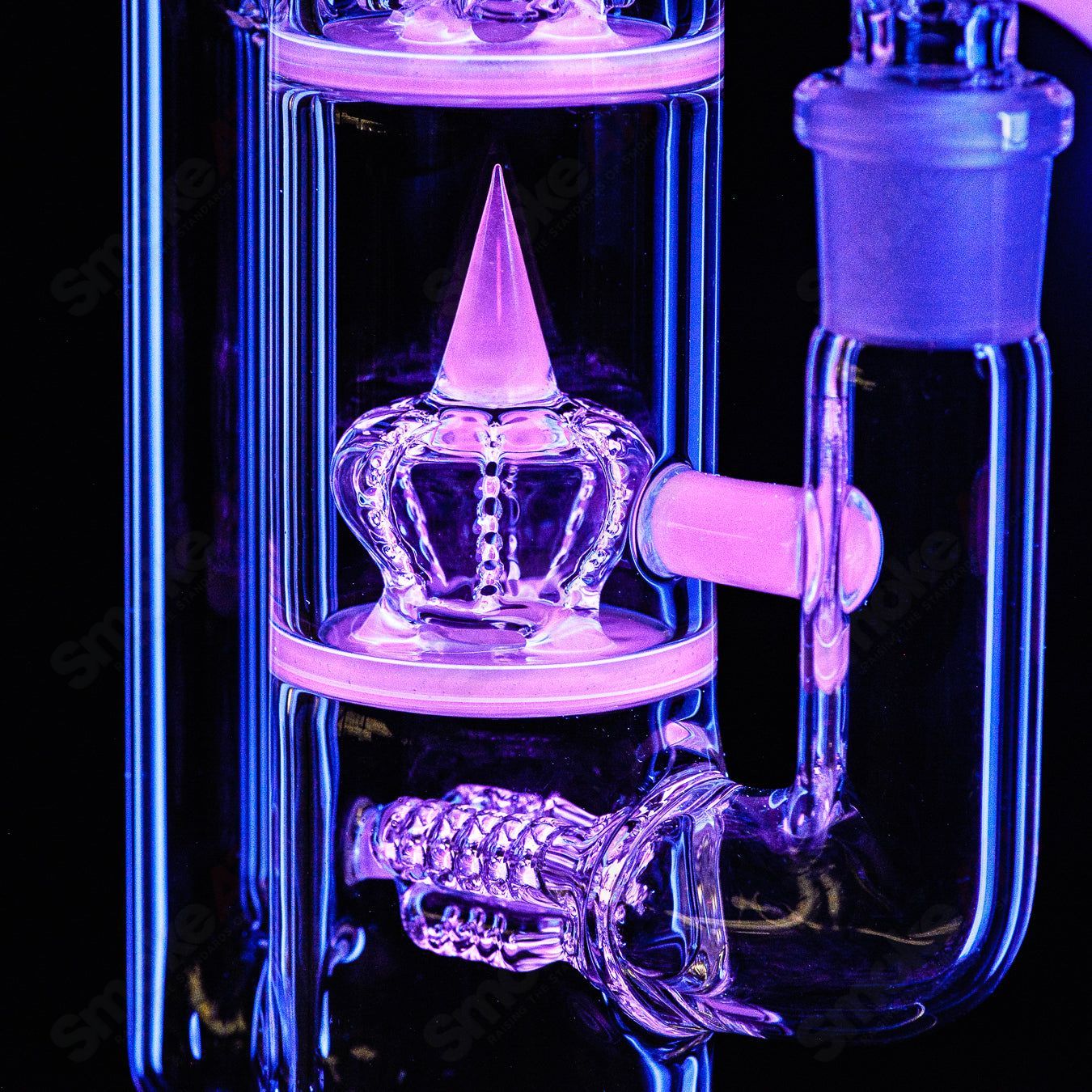 44mm Sovereignty Glass Treecycler Straight Tube with Lime White Satin UV Splashguard, partial seal accents, and sleek design.