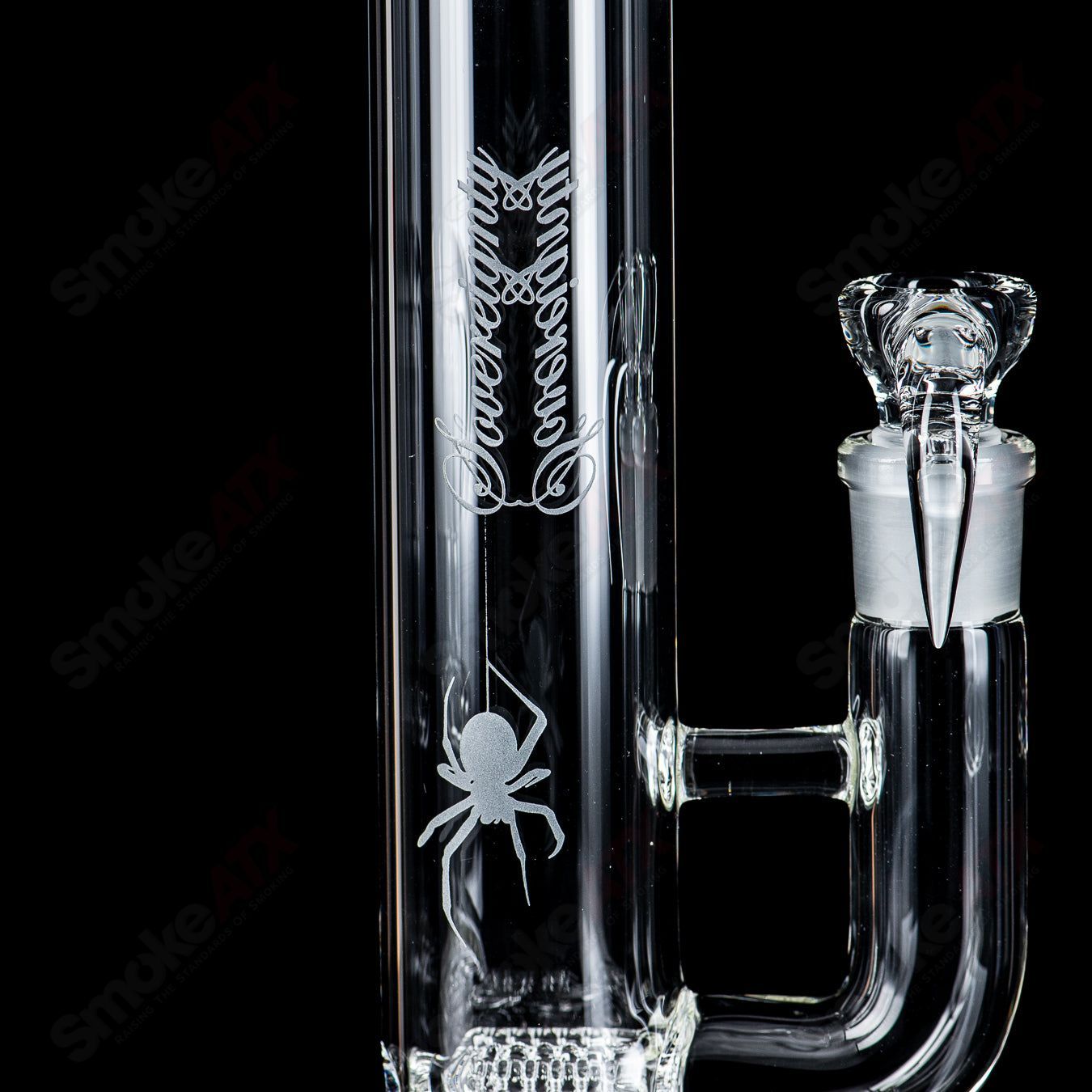 Sovereignty Glass 44x4 straight tube with clear glass and Halloween bloodshed pattern, featuring three colorful lines.